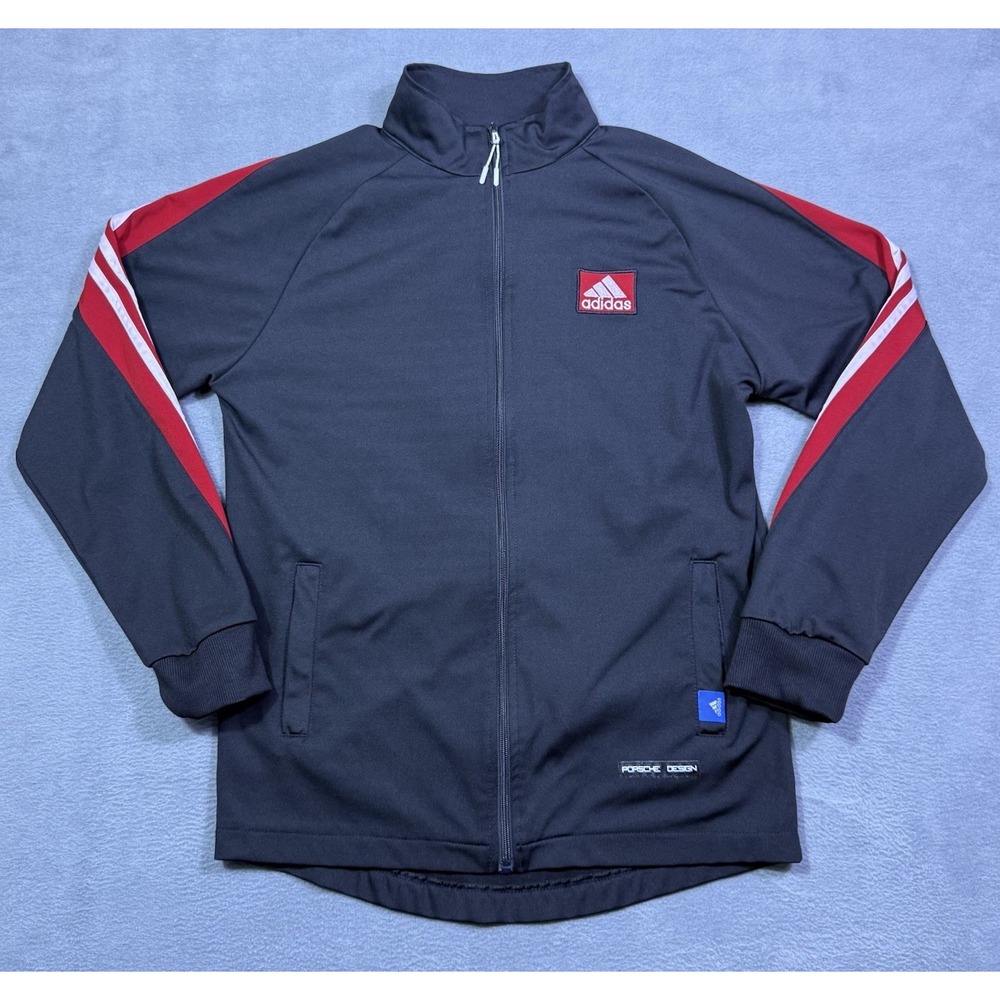 VINTAGE Adidas Porsche Design Track Jacket Womens XLFull Zip Black Red 3 Stripes